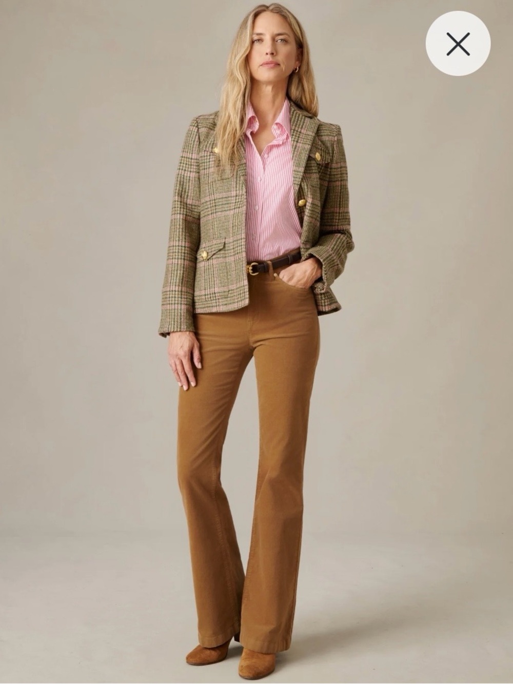 J MCLAUGHLIN Camel Tan Velvet Straight Leg Pants Size 12 Stretch Jeans